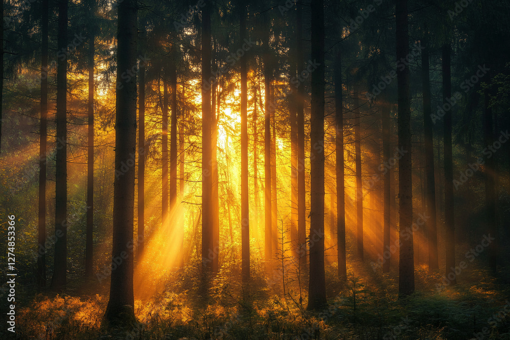 Obraz premium sunset in the forest