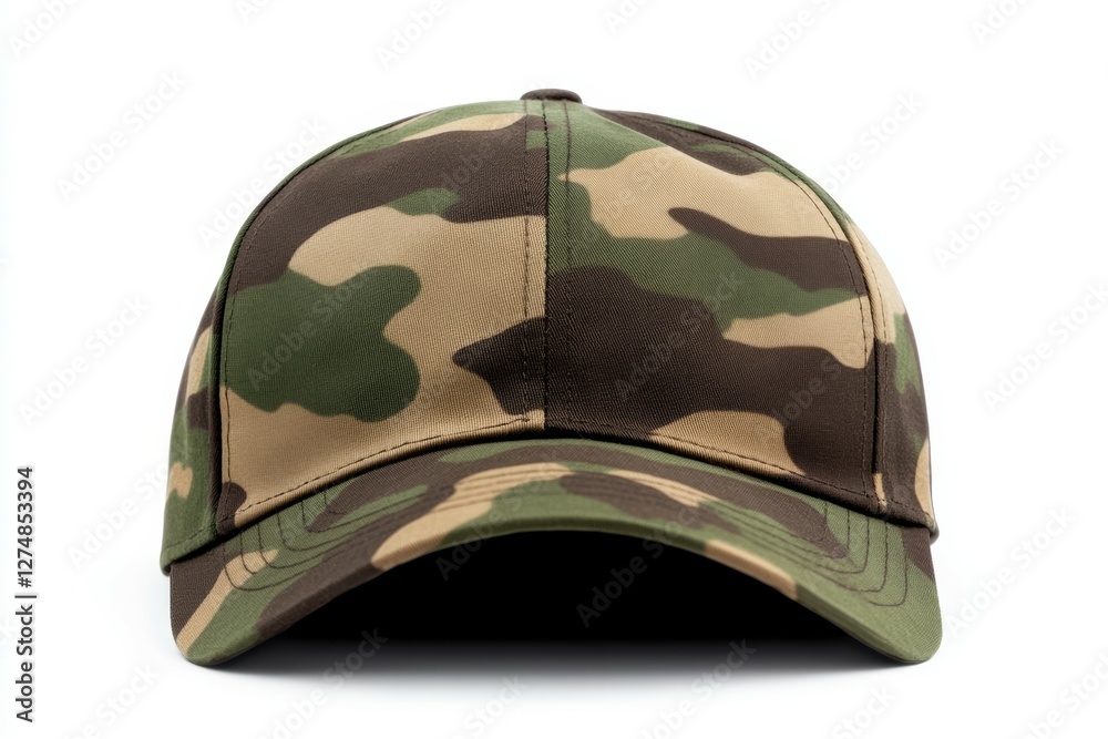 Fototapeta premium Camo hat with a black band and a black brim