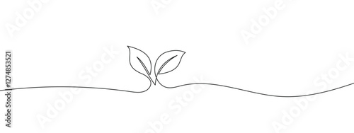 Growing Sprout One Line Art . Hand drawing vector Illustration