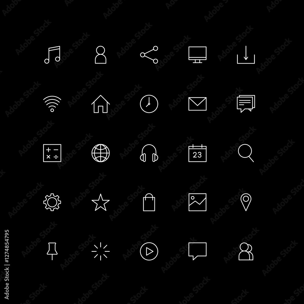 Universal UI/UX & Multimedia Vector Icons – Web, Communication, Settings, Minimal Design Universal UI/UX & Multimedia Vector Icons – Web, Communication, Settings, Minimal Design