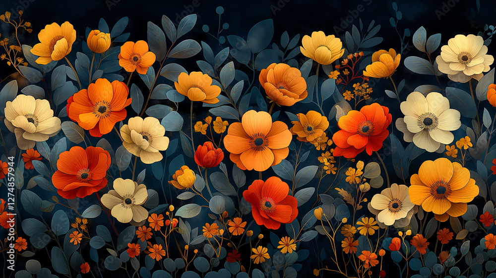 Flores Vibrantes en un Fondo Oscuro Flores Vibrantes en un Fondo Oscuro