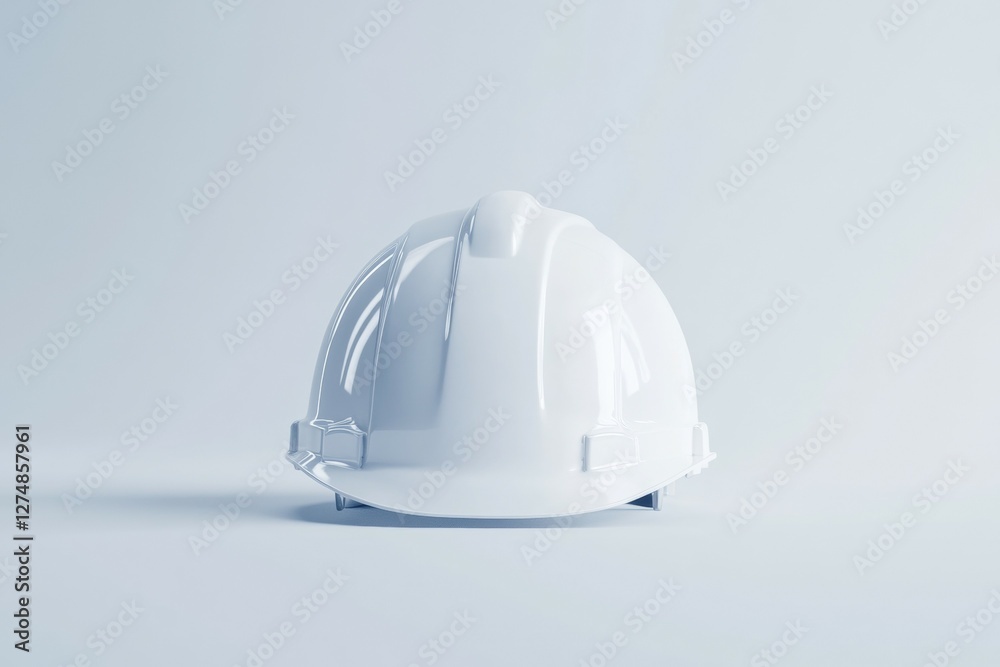 Fototapeta premium White hard hat is sitting on a white surface