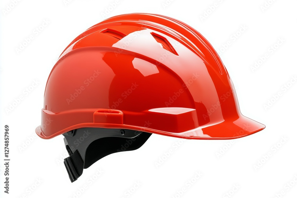 Fototapeta premium Red hard hat with a black visor