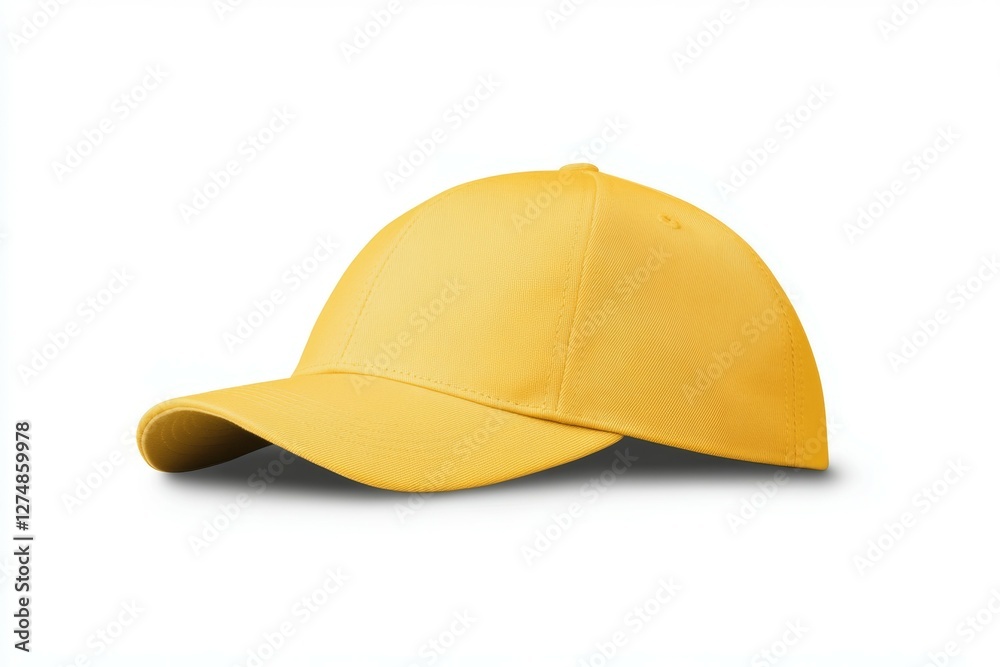 Fototapeta premium Yellow baseball cap with a white logo on the front