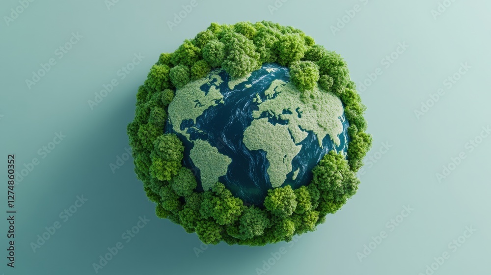 Earth Surrounded by Lush Greenery Representing Environmental Awareness Earth Surrounded by Lush Greenery Representing Environmental Awareness