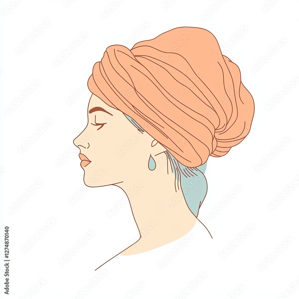 turban, a simple line drawing, flat design style, pastel colors, white background turban, a simple line drawing, flat design style, pastel colors, white background