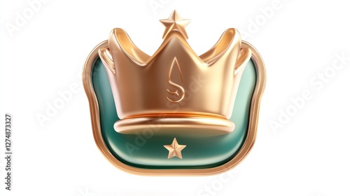 Gold Crown Emblem 3d Render Green Jewel Luxury Award