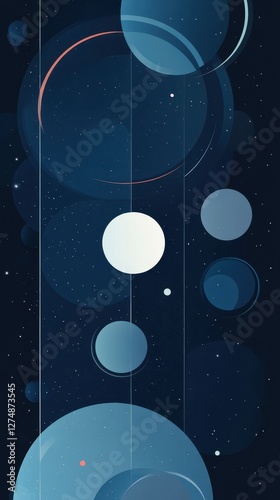 An abstract depiction of planets in space with stars