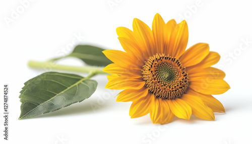 Single sunflower on white background photo