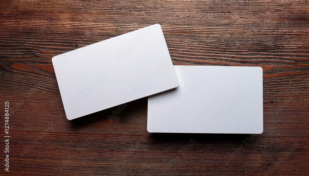 Minimalist Business Cards Arranged on a Rustic Wooden Table, Elegant and Versatile Template for IDs, Showcasing a Clean, Professional Look in a Top View Minimalist Business Cards Arranged on a Rustic Wooden Table, Elegant and Versatile Template for IDs, Showcasing a Clean, Professional Look in a Top View