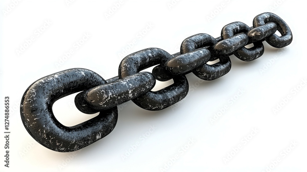 Fototapeta premium Industrial Chain Link Isolated on White Background