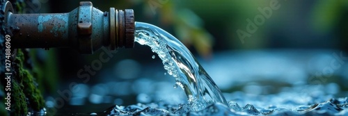 Water flowing through a pipe with a swooshing motion, swirling motion, flowing water