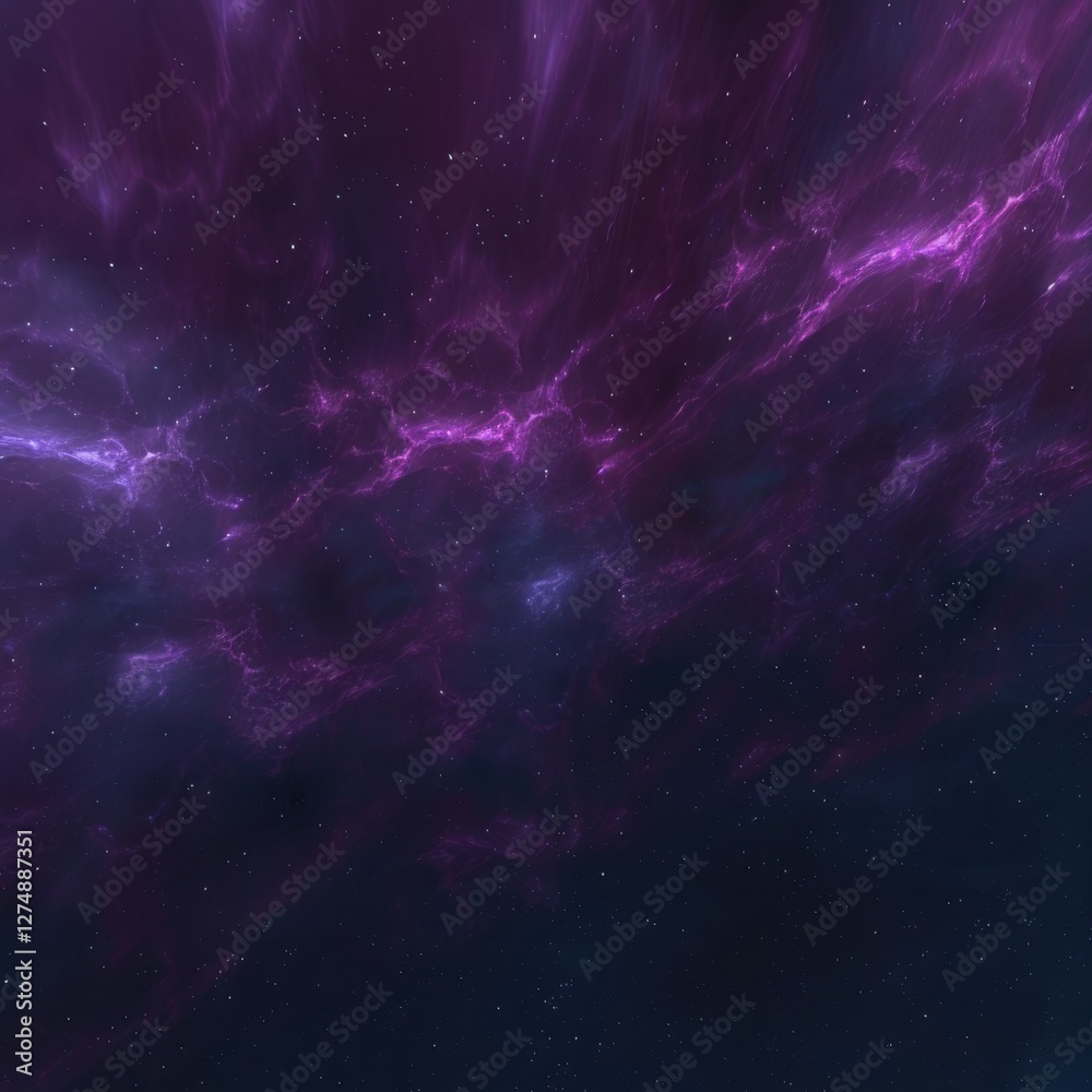 Obraz premium A cosmic scene featuring a purple and dark nebula, showcasing vibrant colors and intricate patterns of stars and gas in the vast universe.