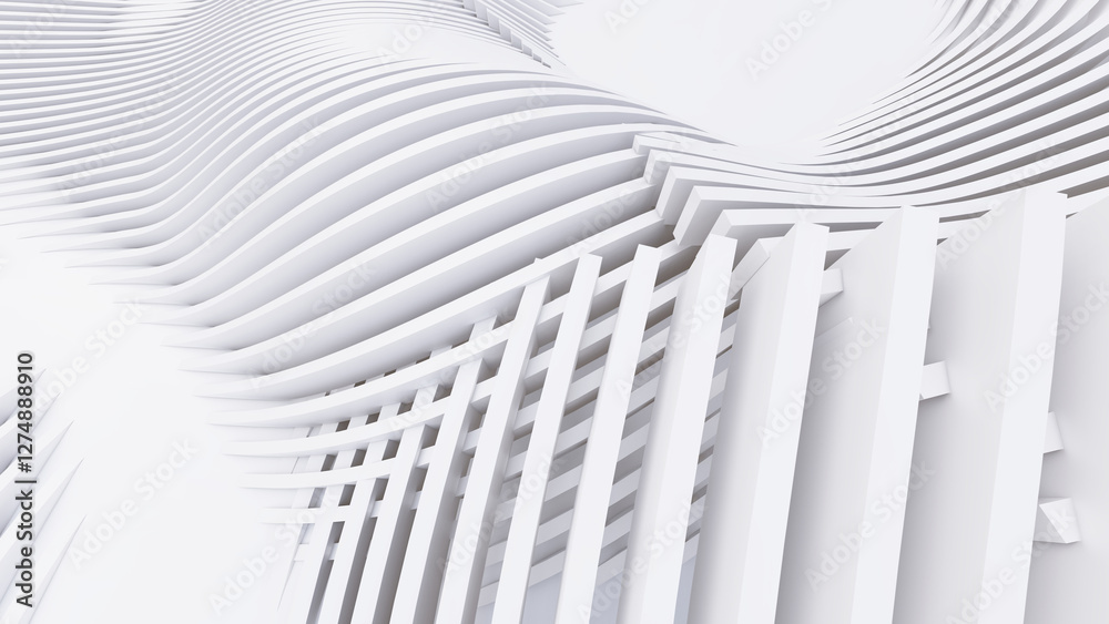 Naklejka premium Abstract Curved Shapes. White Circular Background.