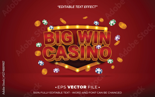 Big win Casino text effect editable vector realistic 3d style