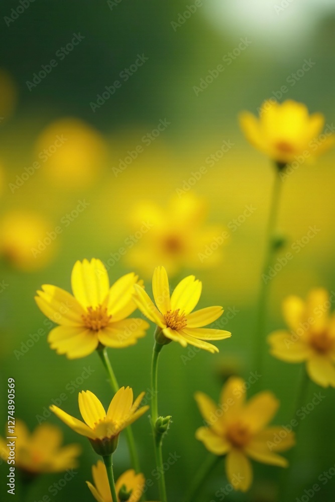 Soft petals of yellow flowers blowing gently in the breeze, soft, wildflowers Soft petals of yellow flowers blowing gently in the breeze, soft, wildflowers