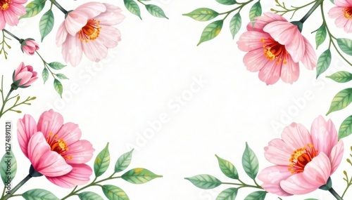 Watercolor Floral Vector Pattern with Delicate Blooms and Soft Greenery , abstract floral, botanical, nature