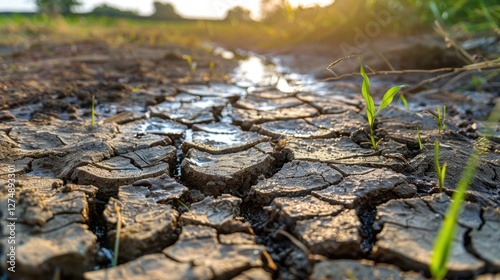 Drought: Drought occurs when rainfall drops significantly over time, often triggered by heatwaves, causing water shortages and environmental damage.
 photo