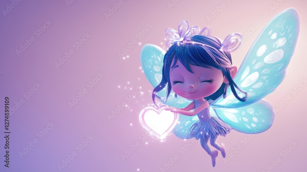 Adorable Fairy Offering Glowing Heart Wings Magic Adorable Fairy Offering Glowing Heart Wings Magic