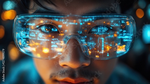 Futuristic Vision: A Man Experiencing Augmented Reality