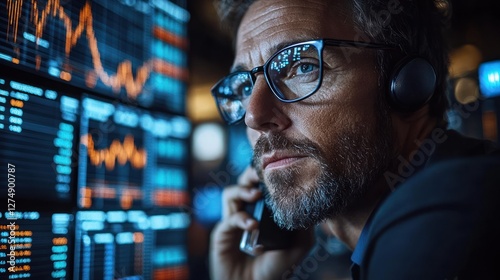 Focused Trader Analyzing Market Data