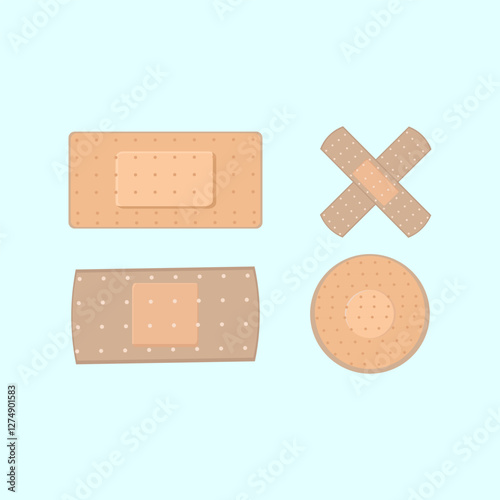 Set of four adhesive patches of different shapes