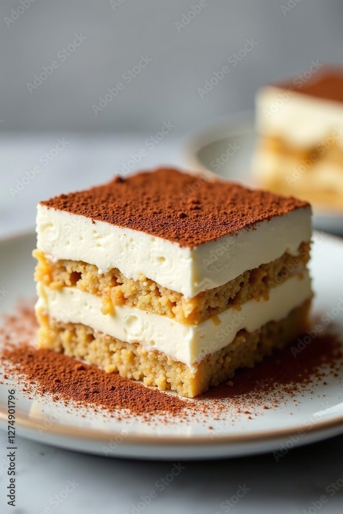 layers of creamy mascarpone on a marbled plate, texture, layered, tiramisu layers of creamy mascarpone on a marbled plate, texture, layered, tiramisu
