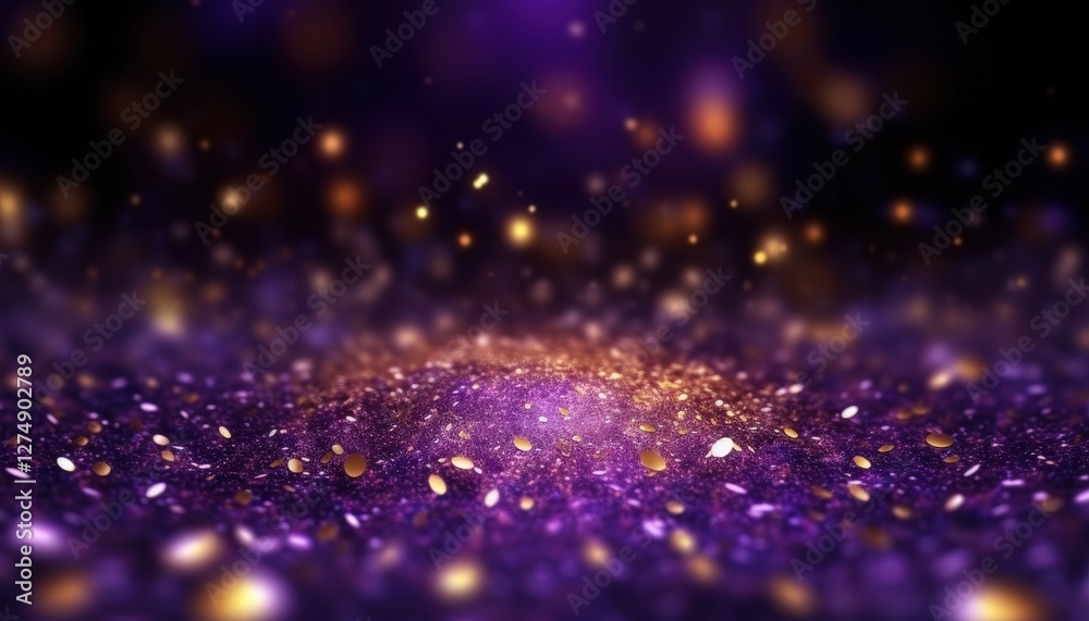 Obraz premium Glittering purple and gold particles; magical abstract background; perfect for luxury or fantasy designs