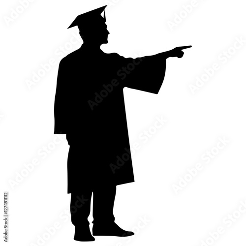 Black Graduation Silhouette Icon – Royalty-Free & High-Quality