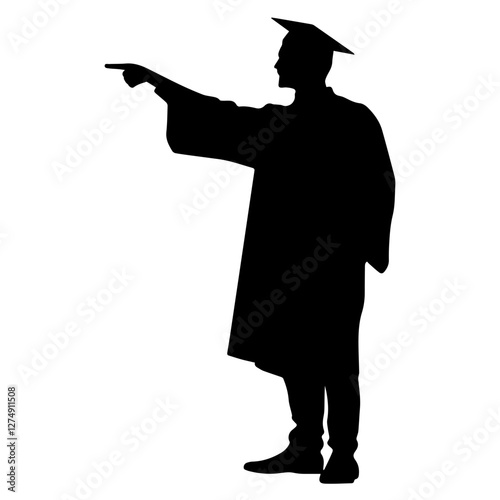 Black Graduation Silhouette Icon – Royalty-Free & High-Quality