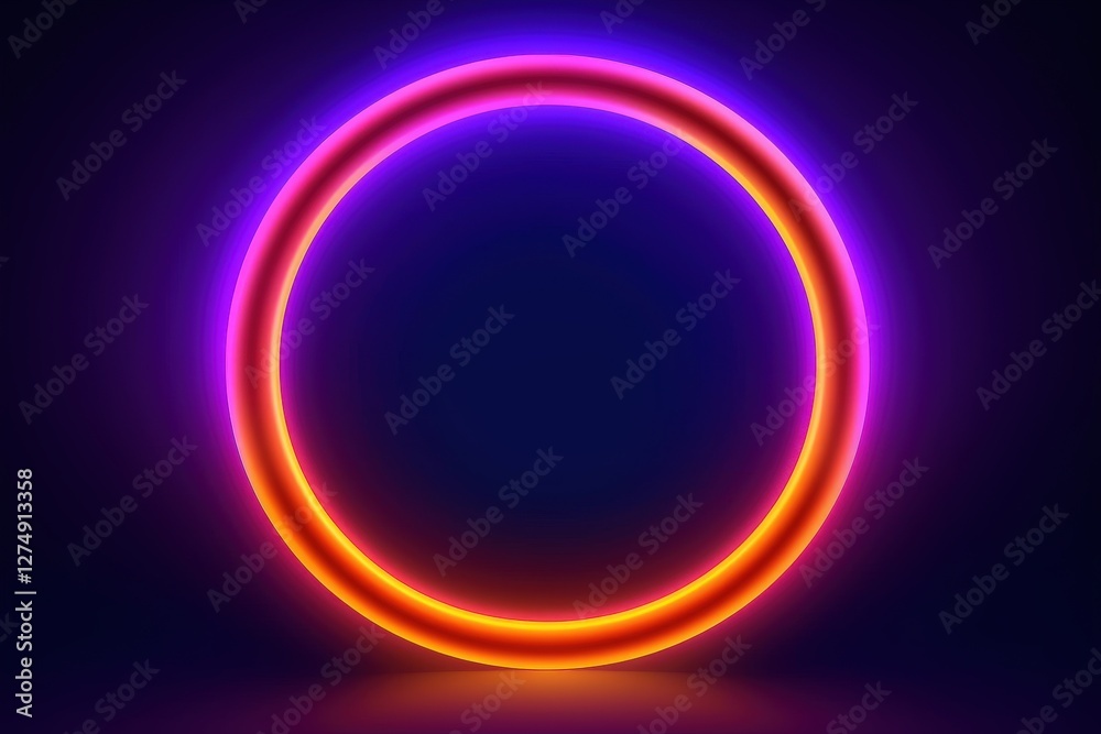 Glowing Neon Ring Vibrant portal effect on a dark background. For abstract designs & technology concepts Glowing Neon Ring Vibrant portal effect on a dark background. For abstract designs & technology concepts
