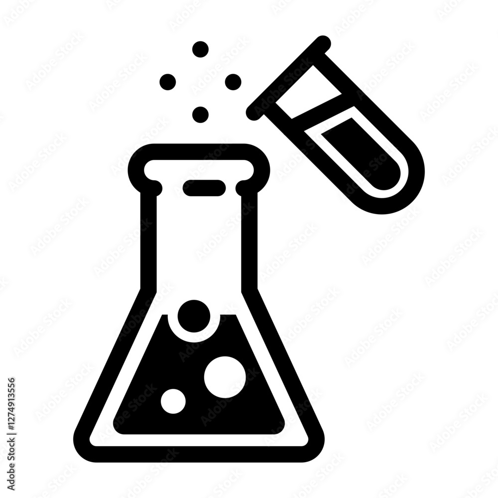 icon showing a test tube and a flask, symbolizing laboratory experiments and research.