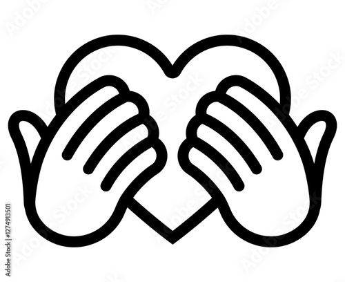 icon of hands holding a heart symbolizing care compassion and healthcare support.