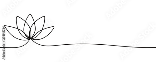 Lotus flower continuous line drawing