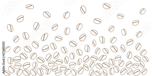 Coffee beans falling pattern or background. Vector illustration