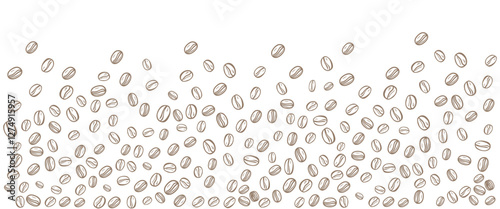 Coffee beans falling pattern or background. Vector illustration
