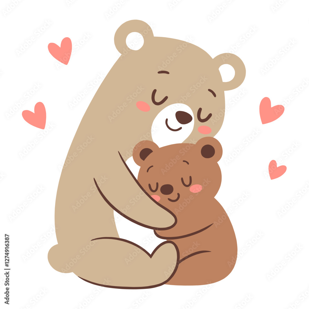 Bear Mom and Baby bear hugging Heartwarming Greeting Card Illustration for Mothers Day Bear Mom and Baby bear hugging Heartwarming Greeting Card Illustration for Mothers Day