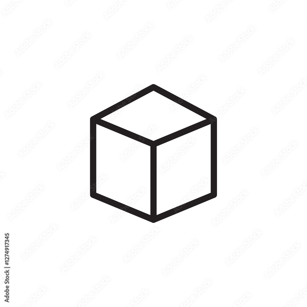 Box, cube, 3D, icon. Vector simple linear illustration for web and app..eps Box, cube, 3D, icon. Vector simple linear illustration for web and app..eps