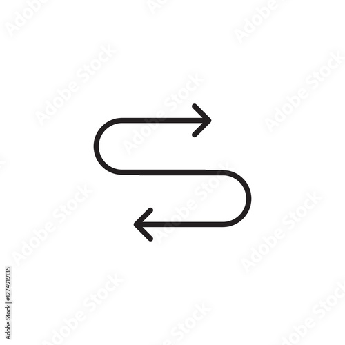 Curved arrow vector icon. Vector simple flat black linear illustration for web and app..eps