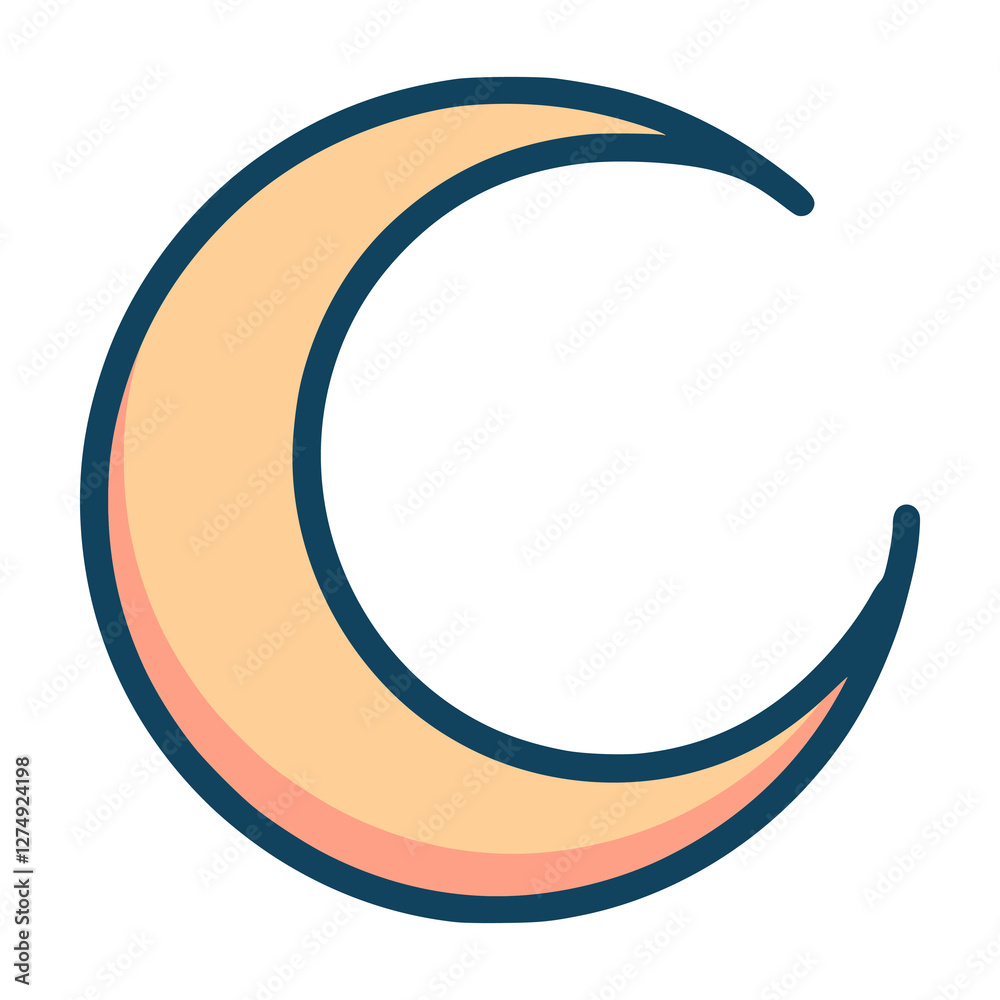 crescent moon beauty scene view nature flat color vector illustration template design crescent moon beauty scene view nature flat color vector illustration template design