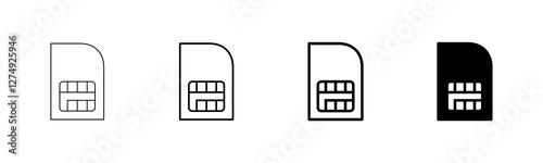 Sim card icon vector isolated on white background. Mobile sim icon. Mobile cellular phone sim card chip.