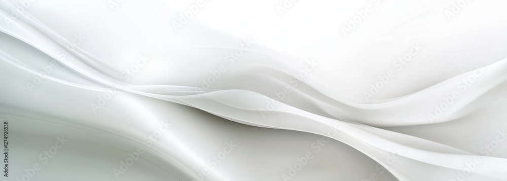 Fototapeta premium White silk fabric flowing, studio shot, soft background, textile design