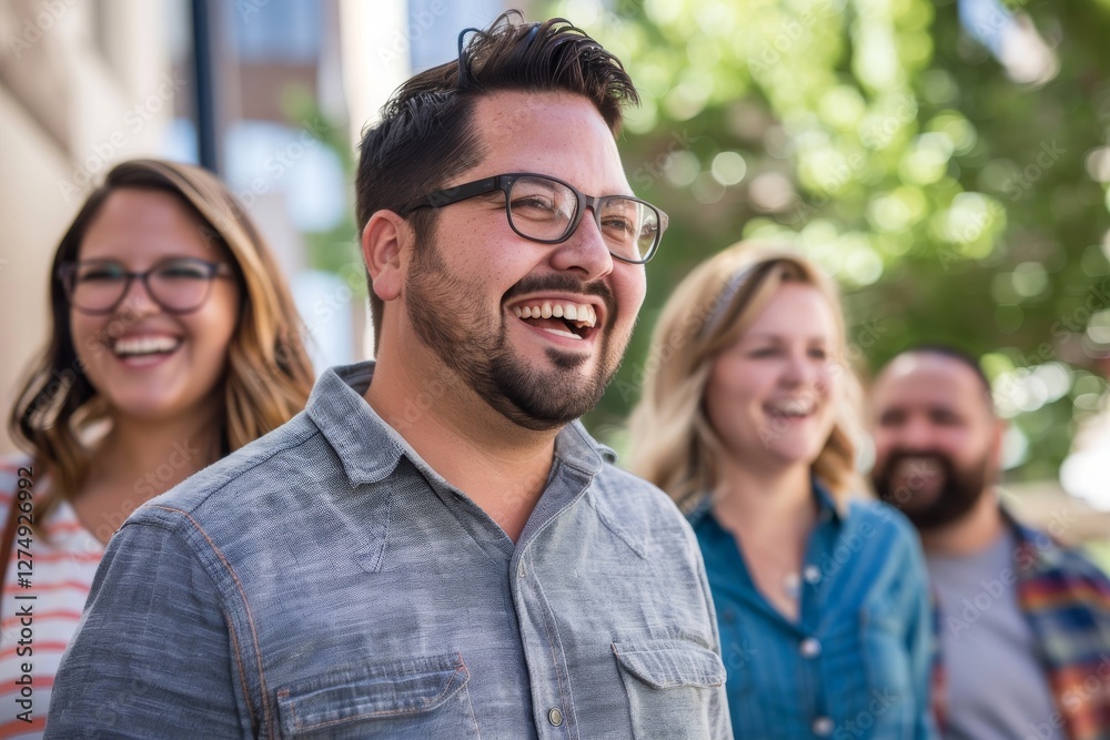 Group of happy young people walking in the city. Group of friends having fun outdoors. Group of happy young people walking in the city. Group of friends having fun outdoors.