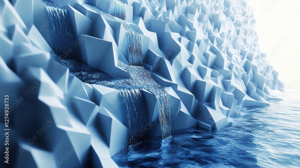 Obraz premium Abstract Waterfall: Geometric Serenity