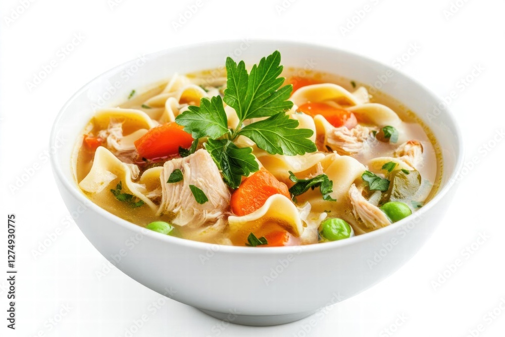 Homemade Chicken Noodle Soup with Carrots and Peas Homemade Chicken Noodle Soup with Carrots and Peas