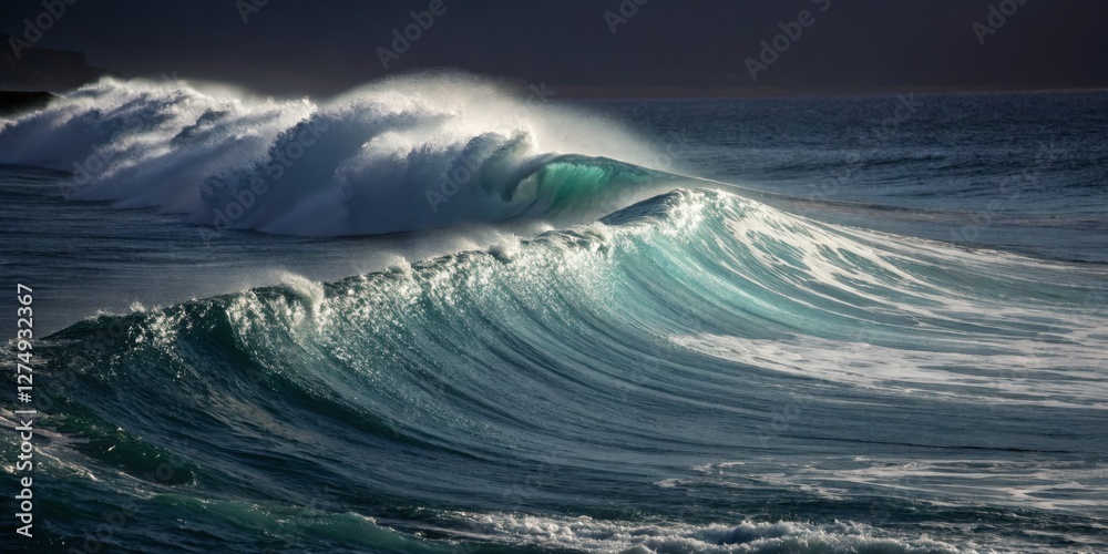 Waves crashing against a shore creating a beautiful coastal view at sunset near a serene ocean
