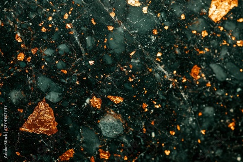 Dark Marble Surface with Gold Specks photo