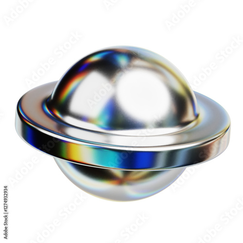 chrome abstract shape 3d icon isolated on the transparent background