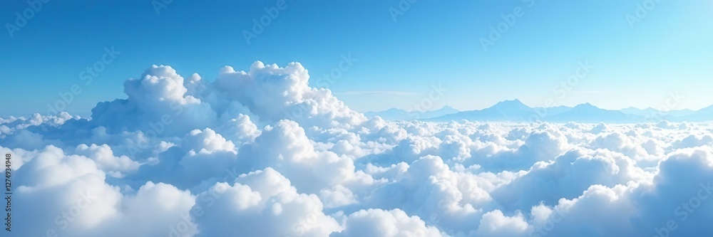 Blue sky with high altitude stratus cloud layer and distant mountains, clouds, stratus clouds Blue sky with high altitude stratus cloud layer and distant mountains, clouds, stratus clouds