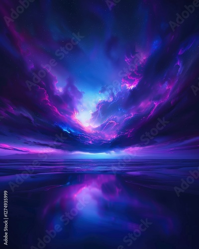 Colorful twilight Vibrant hues paint sky and clouds. Use Dreamy background